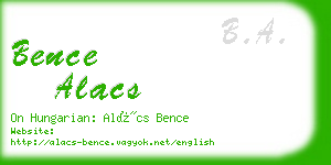 bence alacs business card